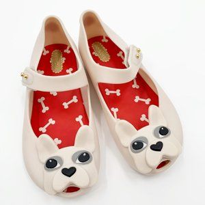 Mini Melissa White French Bulldog Flats